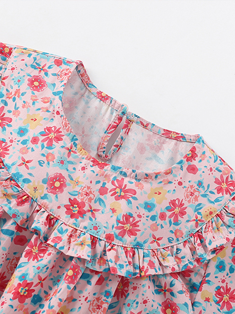 Malwee transfronterizo vestido de princesa de niñas verano nuevo cuello redondo mangas cortas Europa y América falda de niños vestidos de niños
