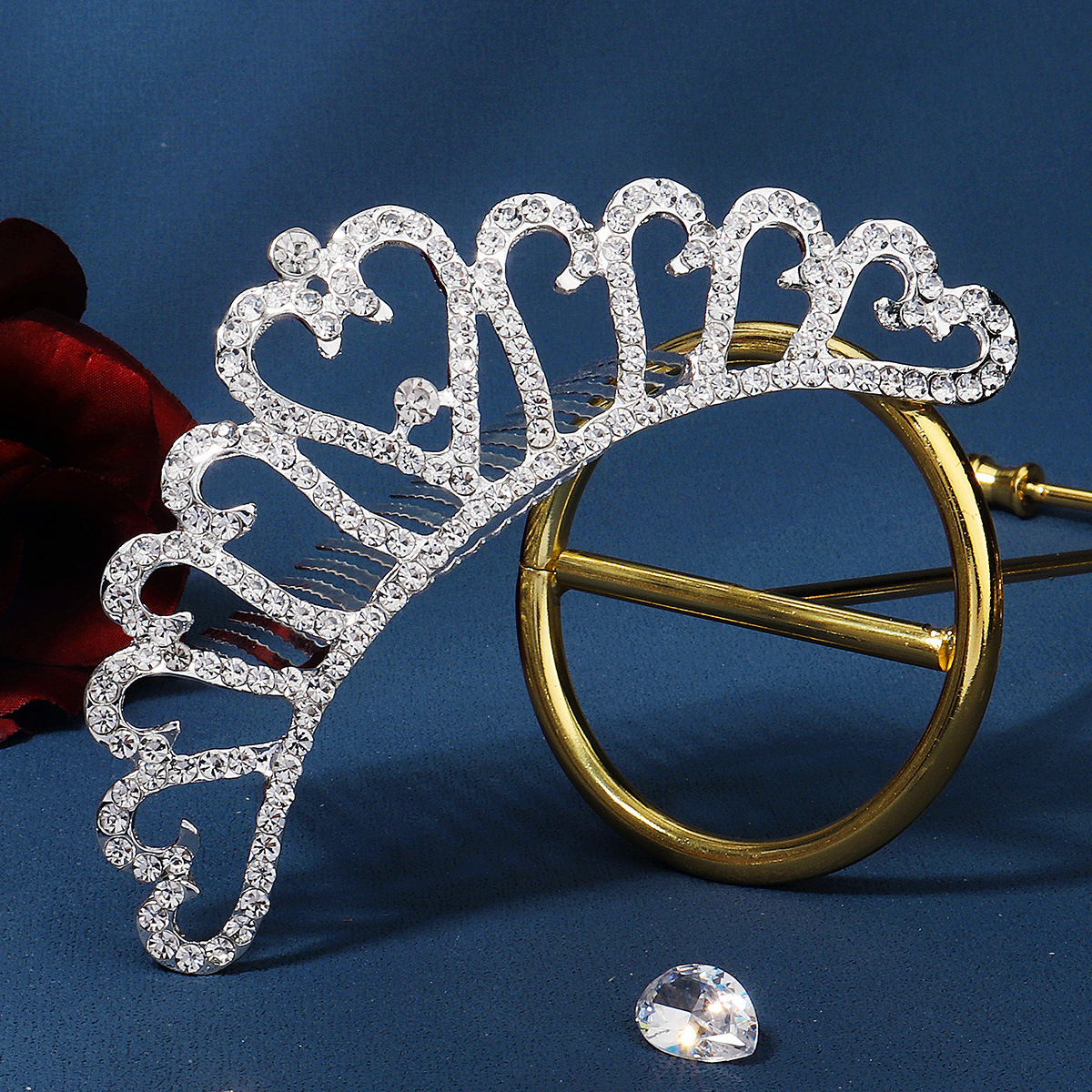 Children's Hair Accessories Large Comb Crown Bride Wedding Wedding Accessories Adult Hair Comb Alloy Rhinestone Crown