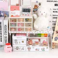 ins桌面收納盒筐女抽屜式學生文具辦公書桌神器宿舍化妝品置物架