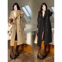 大码300斤韩系英伦风长袖风衣外套女秋季胖mm时尚气质中长款大衣