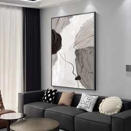 现代简约客厅装饰画黑白抽象挂画高级感沙发背景大幅落地酒店专供