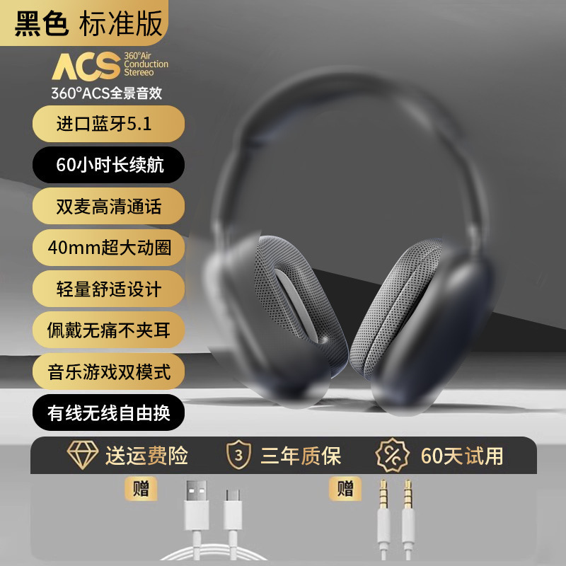 2025新款头戴华强北蓝牙耳机P9proMax适用ios15无线耳机iPhone16|undefined