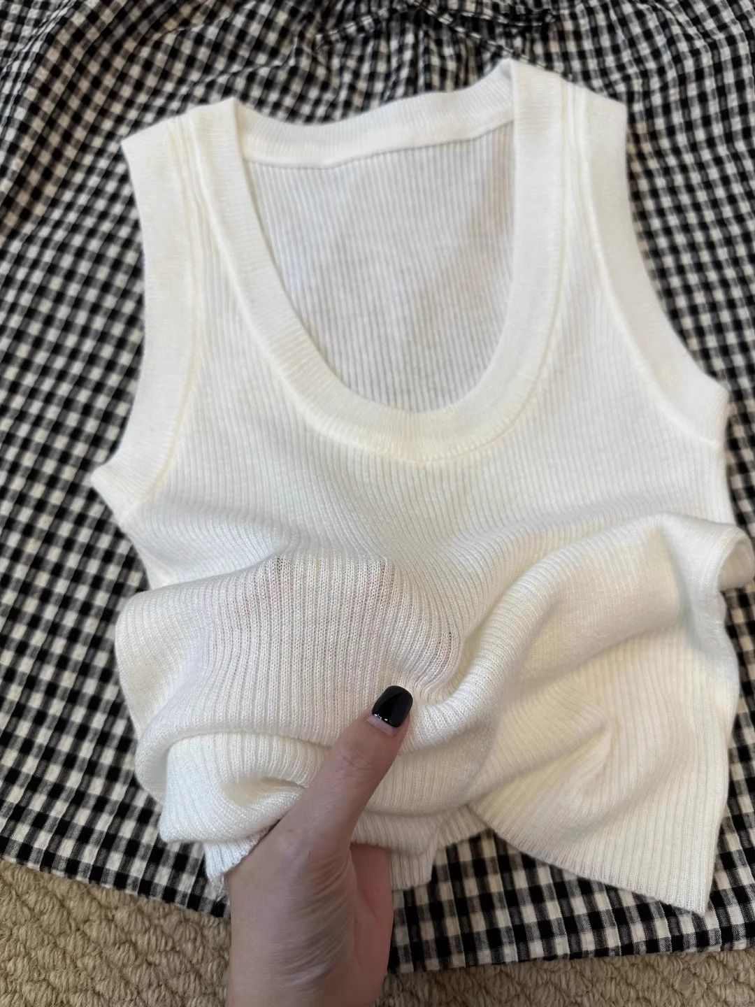 K Wide Shoulder Strap, U-neck, Knit Camisole, Women's Hooded Tank Top, Outerwear Top_ecoleips.com