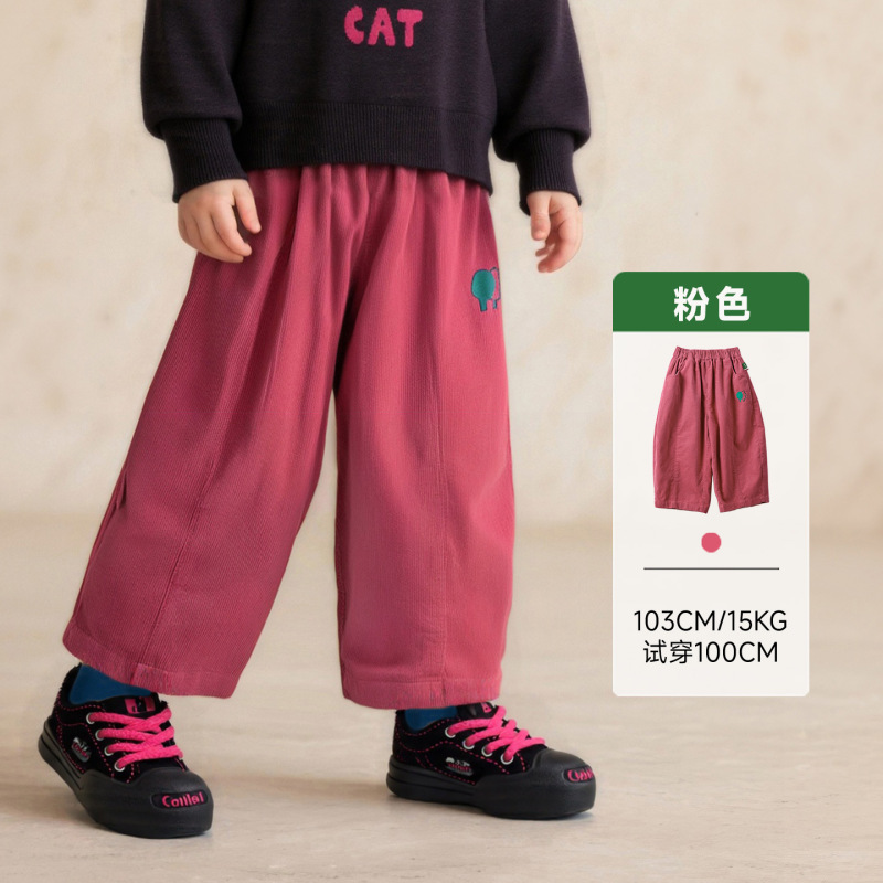 童贝童装2025年秋季新款男女童休闲裤直筒百搭刺绣舒适净色长裤|undefined