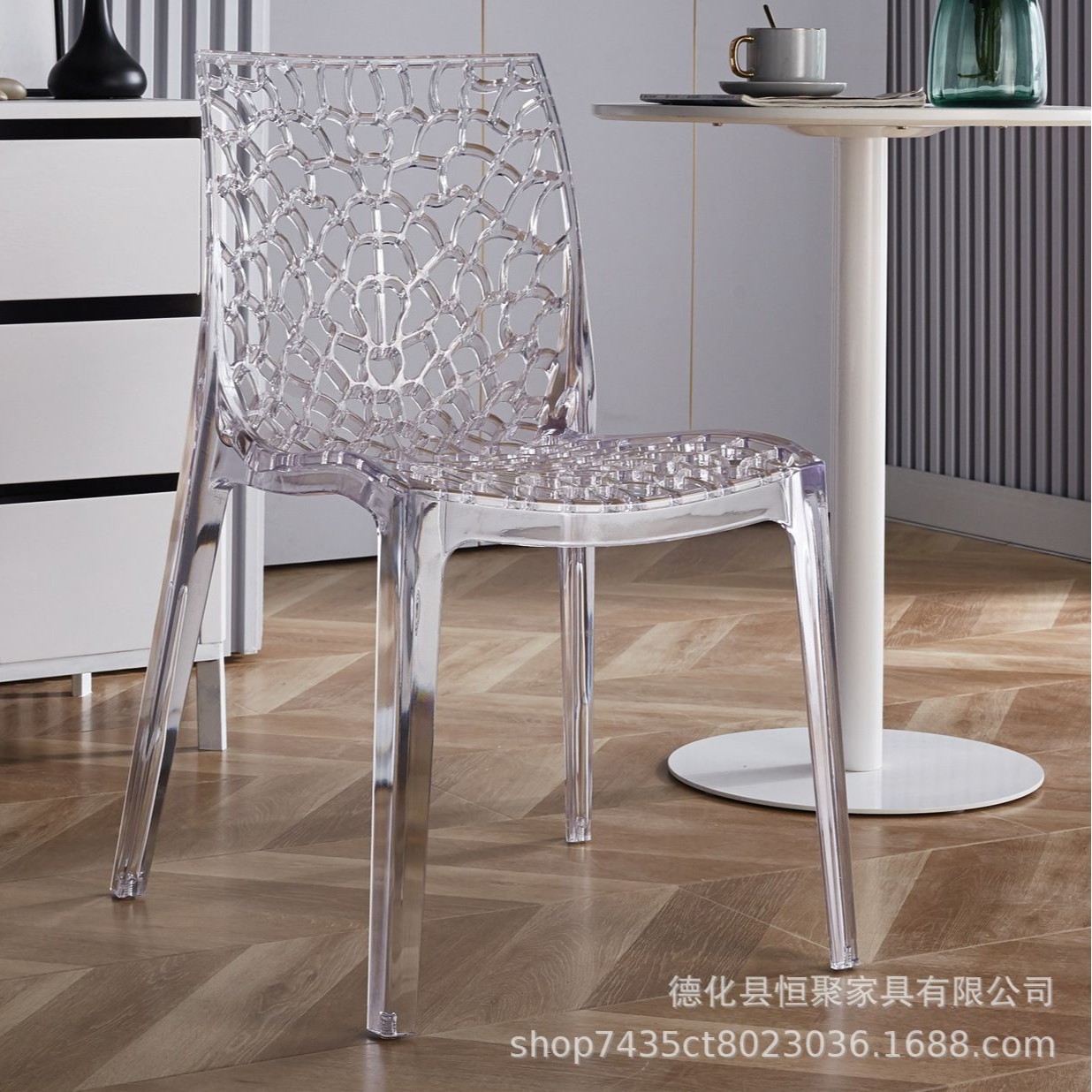 Fábrica directa de acrílico silla de comedor boda al aire libre Napoleón silla de comedor hotel banquete silla transparente