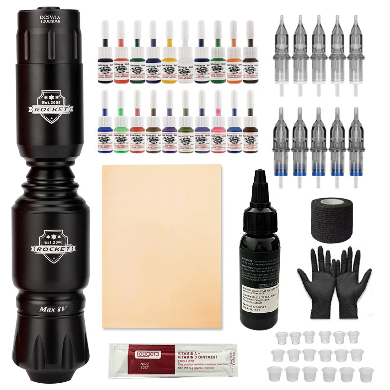 Traje de tatuaje explosivo transfronterizo, máquina de tatuaje, juego completo de herramientas, juego de lápiz de tatuaje, máquina de motor de tatuaje, herramienta todo en uno