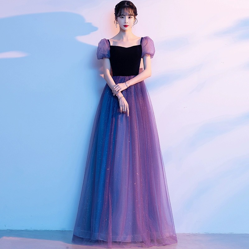 Women's long dress for chorus performance New elegant host command uniform slimming red song competition performance costume