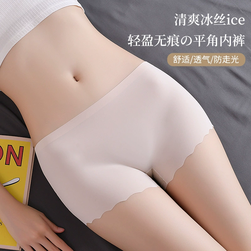 Летнее бесшовное нижнее белье, женские трусы-боксеры с низкой талией и четырьмя углами, защитные брюки из ледяного шелка с защитой от волн, женские леггинсы