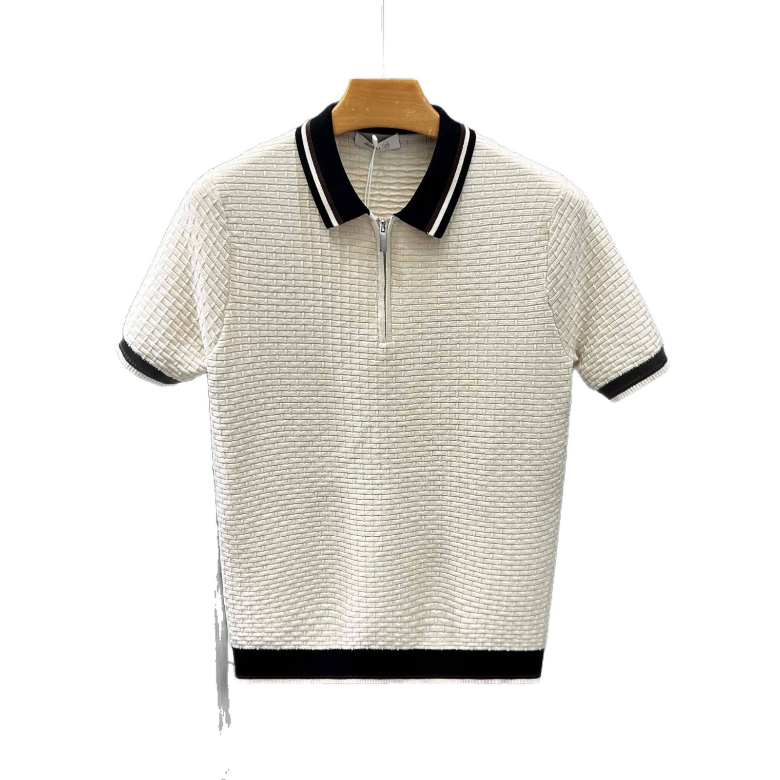 Polo camiseta de punto camiseta de manga corta hombre medio cremallera color retro camiseta casuales de verano fábrica transfronteriza al por mayor