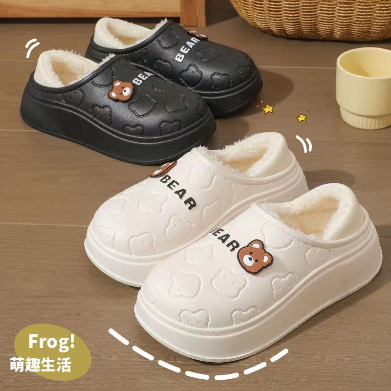 防水棉拖鞋女士冬季室内家居2025新款包跟外穿保暖毛绒月子棉鞋女