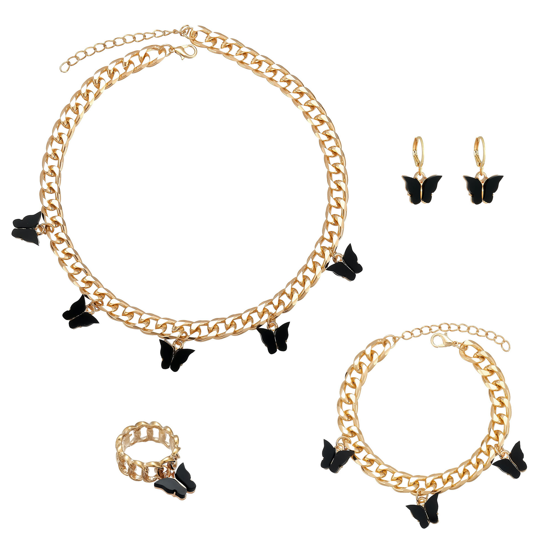 Set di gioielli in acrilico con catena a artiglio e diamanti_voghion.com