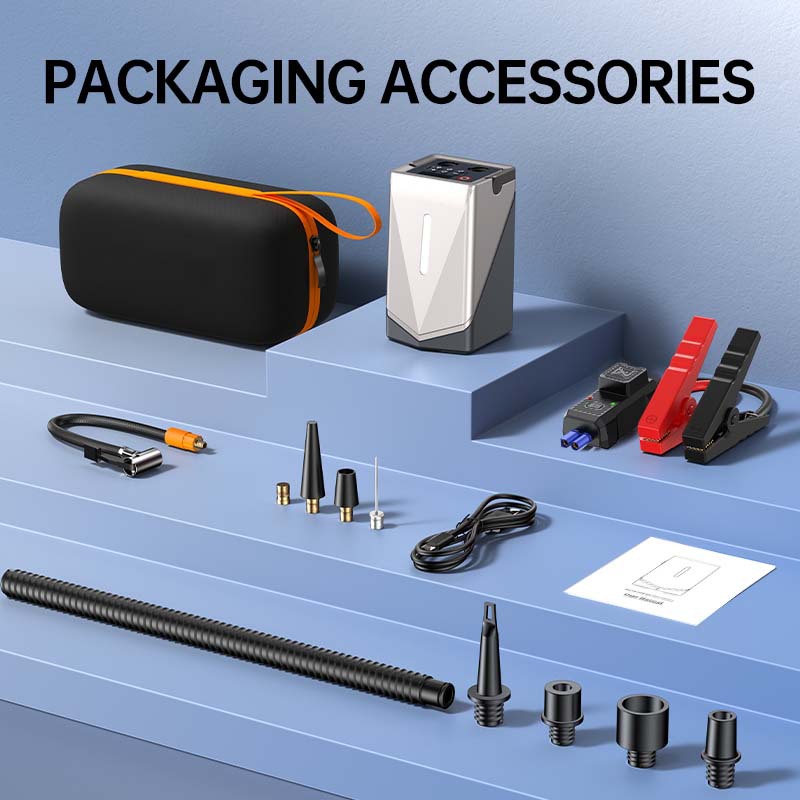 Cross-Border Gf-01 Car Emergency Jump Starter with Air Pump + Blower All-In-One Machine 12V Multi-Function Power Bank