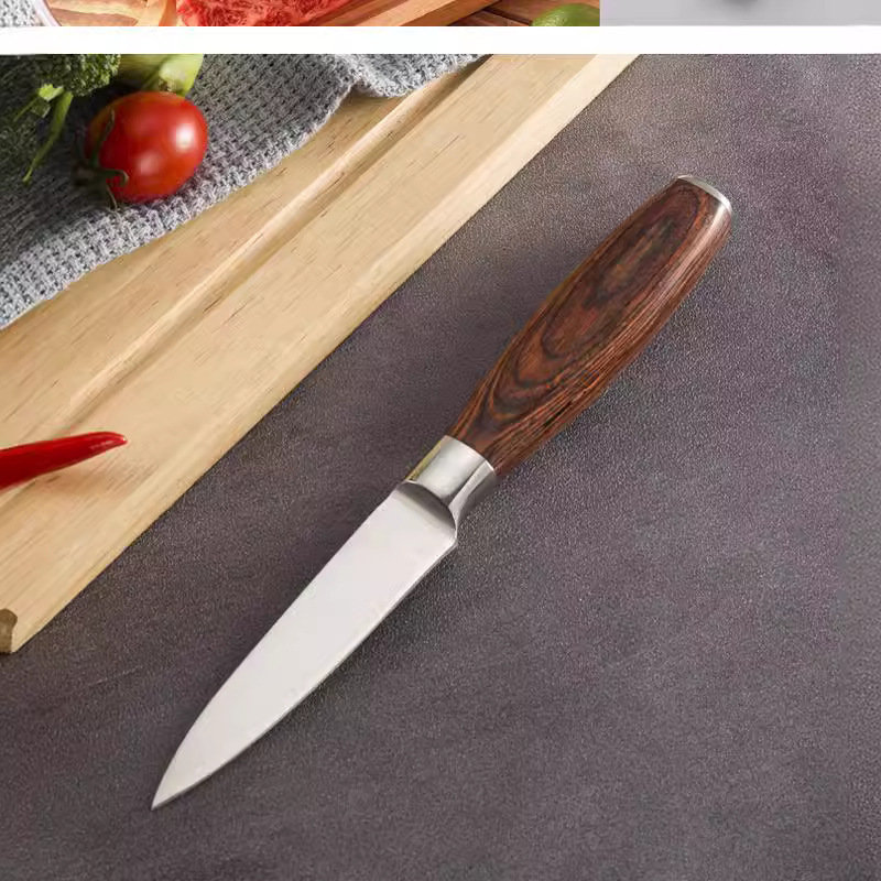 Cuchillo de frutas, mango de madera de color, cuchillo de acero inoxidable multipropósito, cuchillo de cocina afilado japonés, cuchillo de corte, cuchillo de cocina
