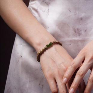 Minimalist Style Green Sandalwood Bracelet Single Circle Green Beads Bamboo Beads Accessory Bracelet Sandalwood Buddhist Beads Jewelry Trendy Personality Fashion