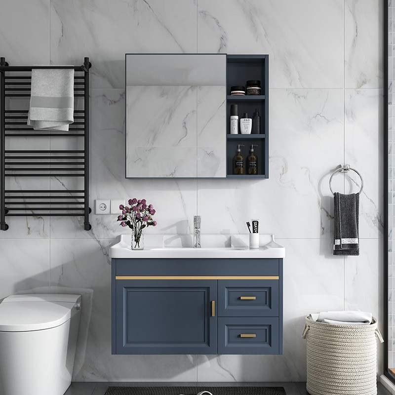 Shiyi gabinete de baño combinación de baño moderno simple pequeño apartamento lavabo espacio de aluminio mesa de lavado lavabo