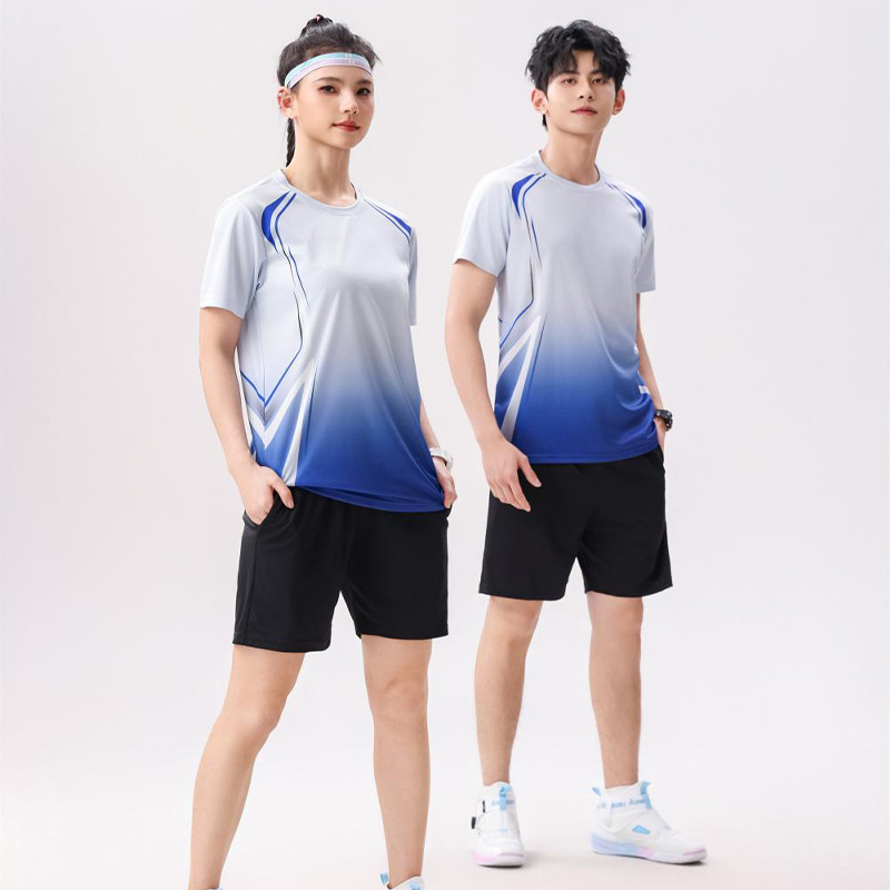 Men's and Women's Running Clothing, Tennis Competition, Table Tennis Team Clothing, Breathable Quick-Drying Short-Sleeved Badminton Clothing Suit, Training Clothing