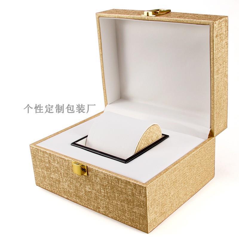 。经典土豪金色手表盒单个pu皮表盒结婚礼物盒玉器收藏包装盒子