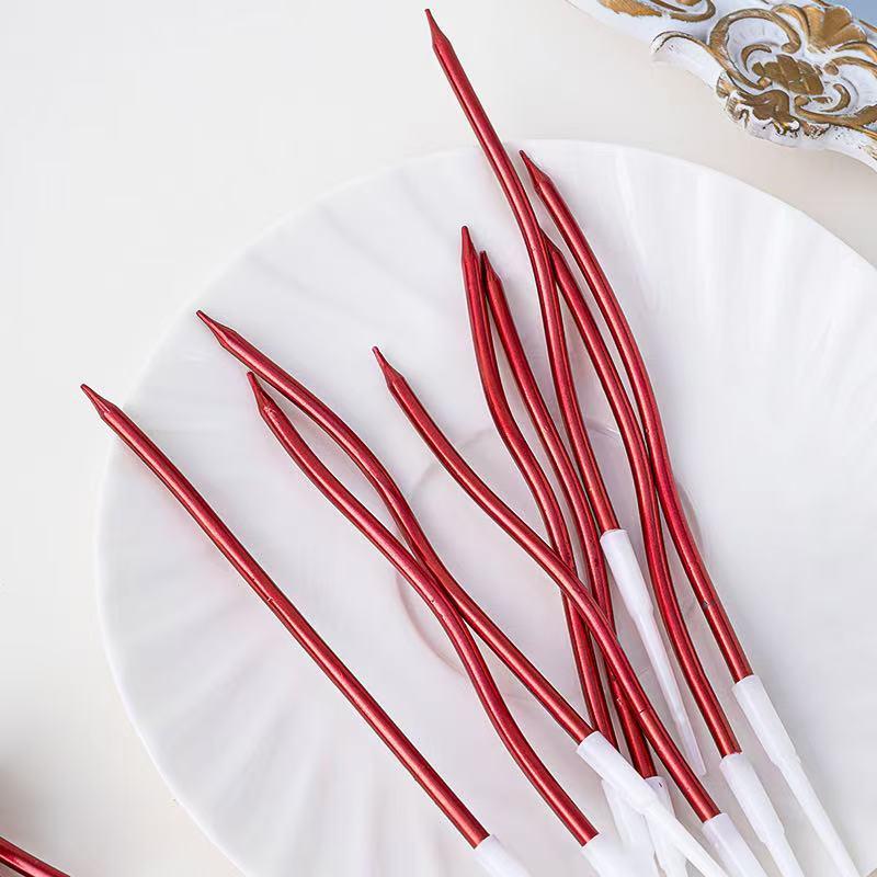 Red roja vela curva roja decoración de pastel Día de San Valentín Año nuevo vela curva espiral pastel de cumpleaños plug-in