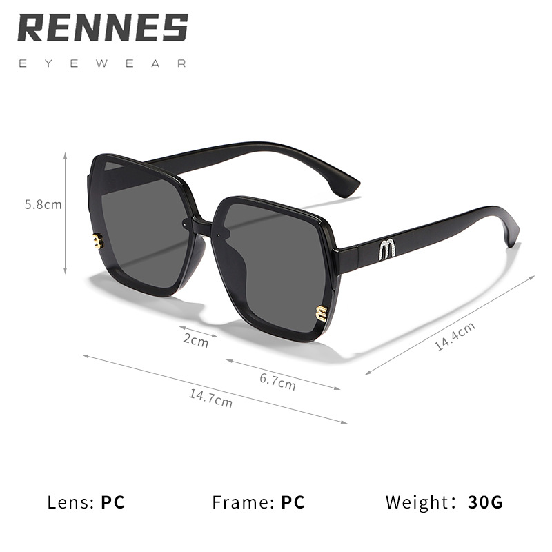 Nuevas gafas de sol de montura cuadrada de estilo alfabético simple de estilo coreano transfronterizo