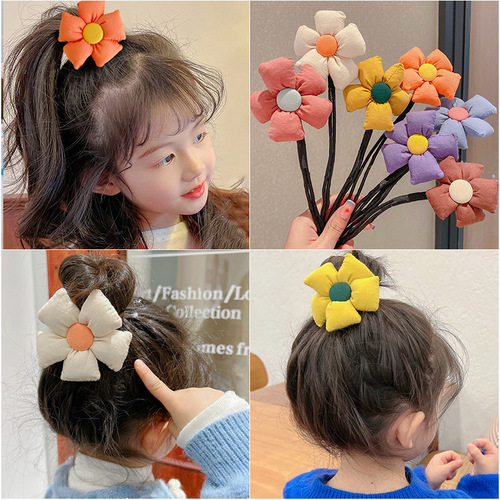 Children's flower ball hair bun hair artifact girl cute colorful little girl lazy bun hair pole hair hoop hair accessories