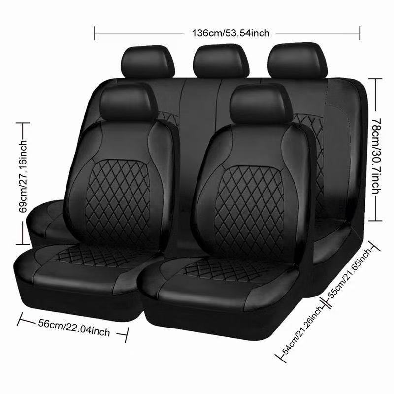 Cross-Border Foreign Trade Car Seat Covers, Single-Line Diamond Quilted Embroidery, Curved Leather, Pu Leather, Artificial Leather, Export to Europe and America