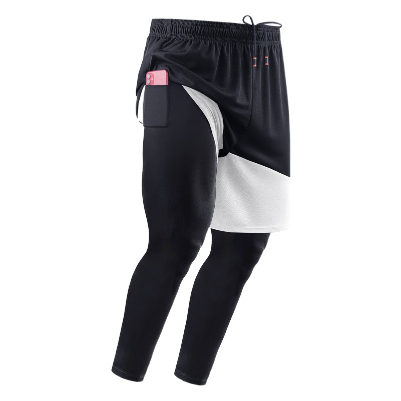 Pantalones de baloncesto deportivos para hombres de cuatro estaciones pantalones ajustados pantalones cortos de dos piezas falsos pantalones cortos de dos en uno pantalones cortos de secado rápido