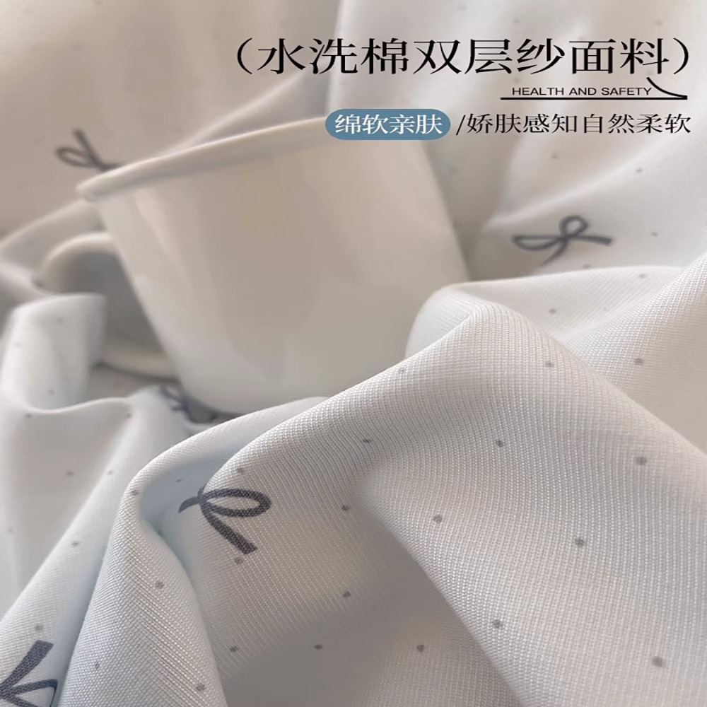 Un tipo de hilo de doble capa cama de corazón de niña coreana de cuatro piezas estilo princesa encaje funda de edredón sábana falda de cama ropa de cama 4