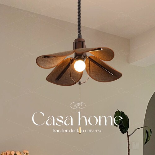 Wabi-Sabi style solid wood dining room chandelier, antique homestay dining table bar extendable lamp, Zen retro original wood lighting, Casa