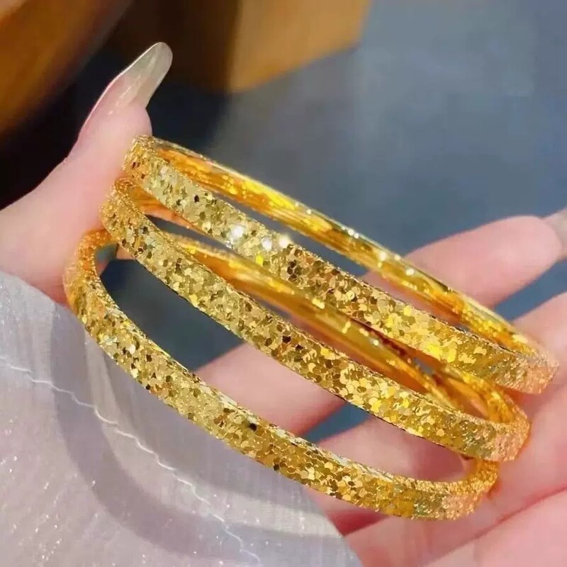 Sand Gold Jewelry Three-Sided Crushed Ice Bracelet Women's Light Luxury High-End Imitation Gold Bracelet Solid Bracelet Bracelet Wholesale Sand Gold Jewelry Three-Sided Crushed Ice Bracelet Women's Light Luxury High-End Imitation Gold Bracelet Solid Bracelet Bracelet Wholesale