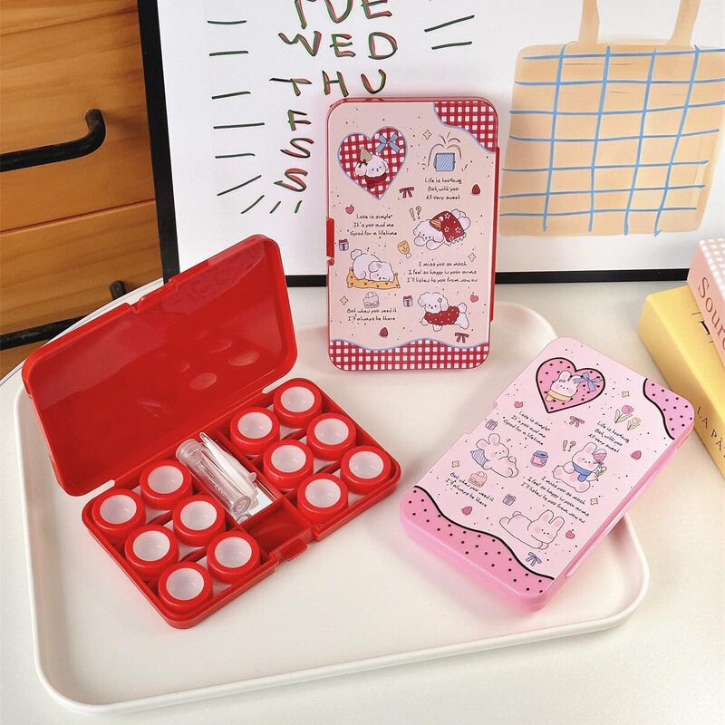 Ins Six-Pack Contact Lens Box High-Looking Cute Contact Lens Storage Companion Care Box As979 with Mirror