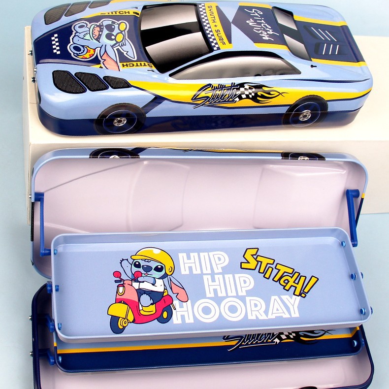 Caja de lápiz McQueen Cars para niños, caja de papelería de tres capas para niños, caja de lápices para estudiantes de escuela primaria y jardín de infantes de gran capacidad