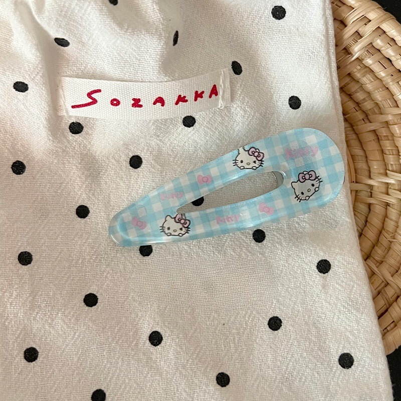 新款卡通发夹奶油甜妹风侧边刘海碎发夹可爱甜美少女心格纹发卡|undefined