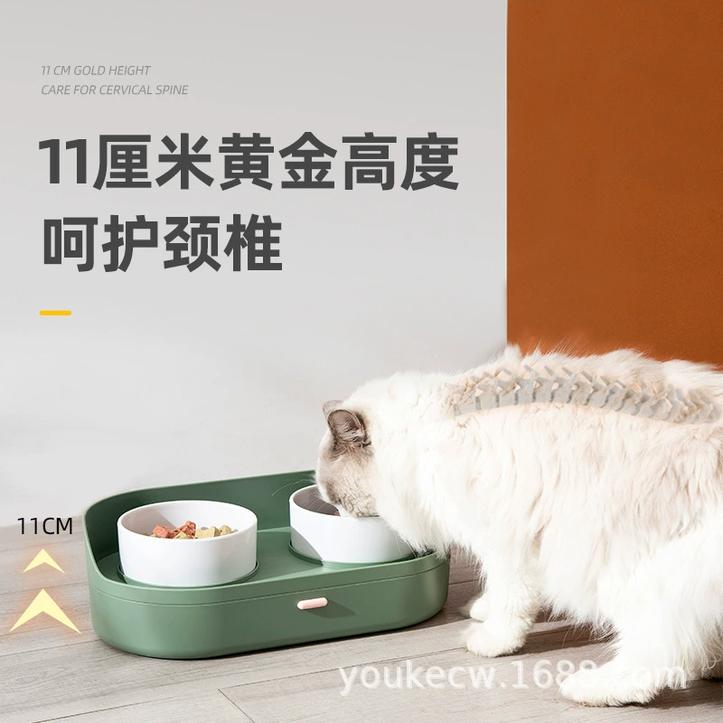 Новые пластиковые функции хранения продуктов питания собака чаша любимчика Высокая Чаша Кошка Чаша можно поставить закуски защита шеи высота