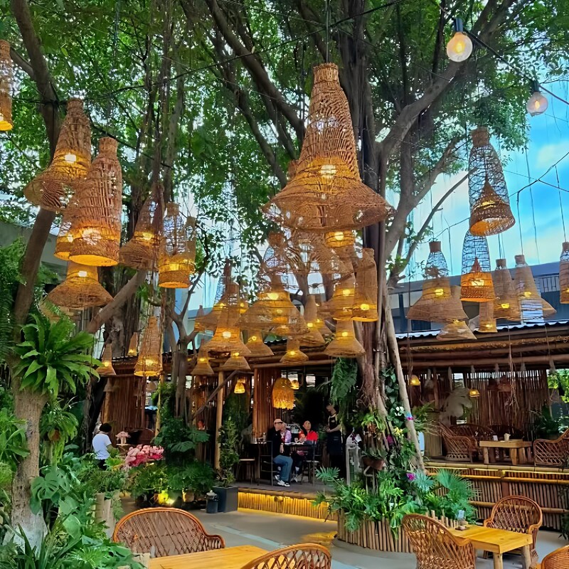 Outdoor Personalized Handmade Chandelier Outdoor Waterproof Courtyard Light String B&B Artistic Shape Retro Decorative Lampshade