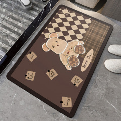 Soft diatom mud bathroom floor mat absorbs water and dries quickly for home bathroom door non-slip door mat shower room toilet carpet