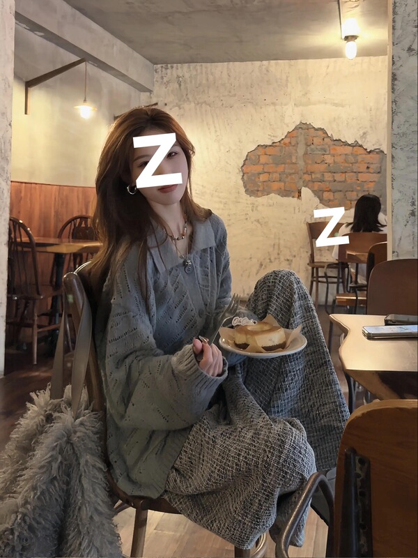 早秋穿搭一整套大码胖mm镂空针织开衫阔腿裤韩系松弛感好看套装女|undefined