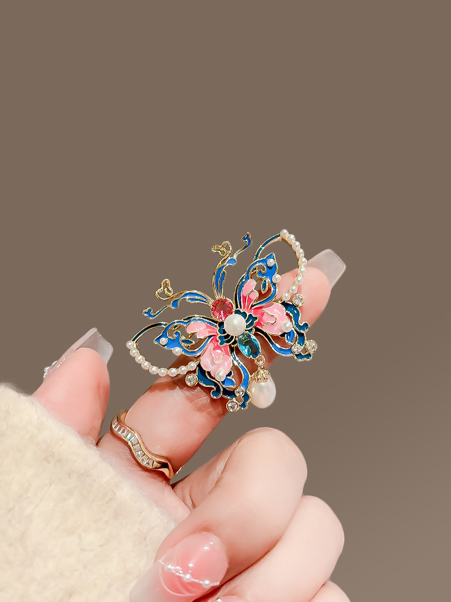 Enamel Painted Butterfly Brooch Women's High-end Sense High-end Atmospheric Luxury Cheongsam Coat Brooch Coat Elegant Pin