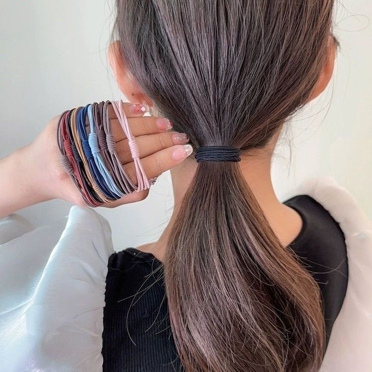 Cuerdas de cabeza coreanas 4 en 1 cuerdas de cabeza de base de alta elasticidad 4 en 1 anillo de trenzado para atar el cabello simple banda de goma adornamiento para el cabello image 5