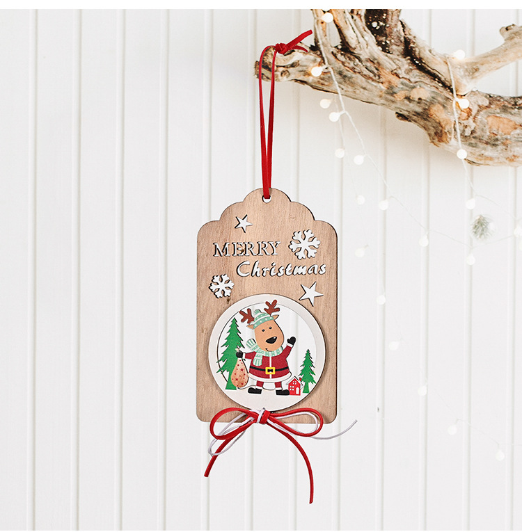 Wholesale Wooden Hollow Bow Print Christmas Pendant Nihaojewelry display picture 3