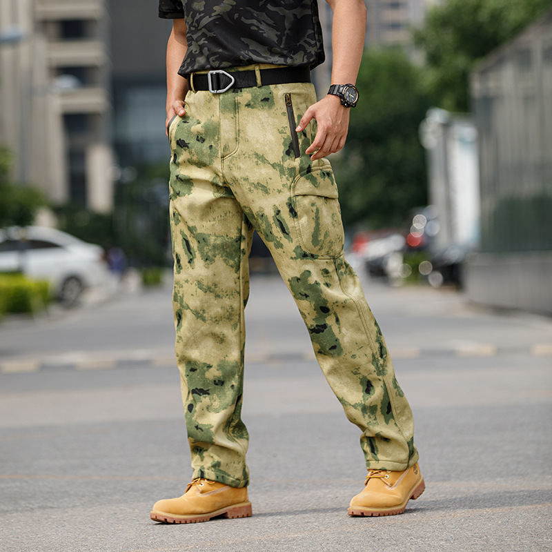 Deportes al aire libre con pantalones de piel de pescado suave, pantalones de montaña para hombres, pantalones de grasa, impermeables, calentadores y gruesos.