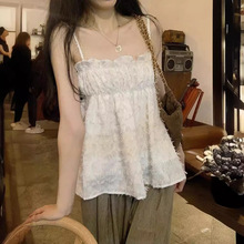 法式流苏吊带背心夏季小清新新款韩版短款洋气甜美无袖显瘦上衣