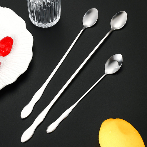 Stainless steel gourd handle spoon long handle coffee stirring spoon tip ice spoon cocktail seasoning spoon deep jar spoon laser logo