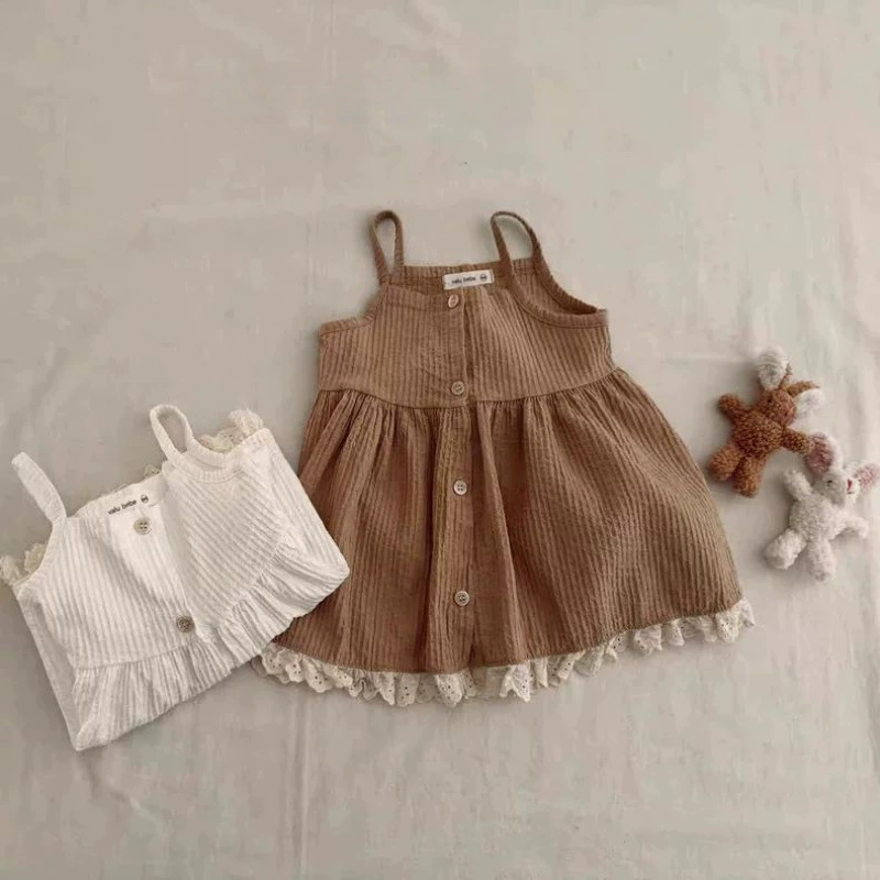 Детское Slip dress, бренд летняя пижама для выхода, западный стиль, корейский стиль, детская одежда