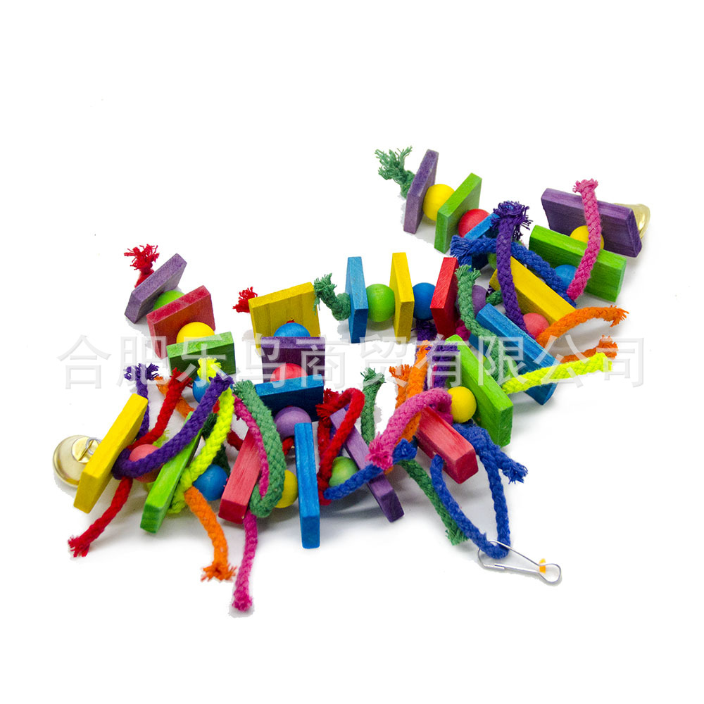 Loro juguete pájaro juguete Arco Iris puente suave color bloque de madera cuerda de algodón mordedura escalada juguete colgante juguete transfronterizo