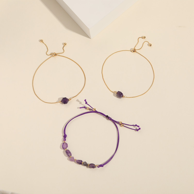 Fashion Geometric Copper Braid Natural Stone Bracelets