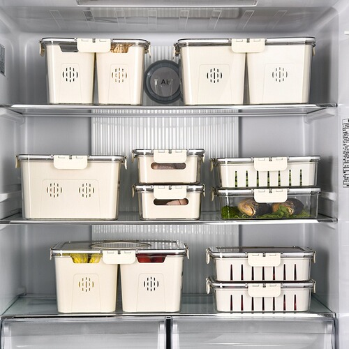 Refrigerator storage box food-grade airtight preservation box PET handle drip separation fruit and vegetable egg box seasoning