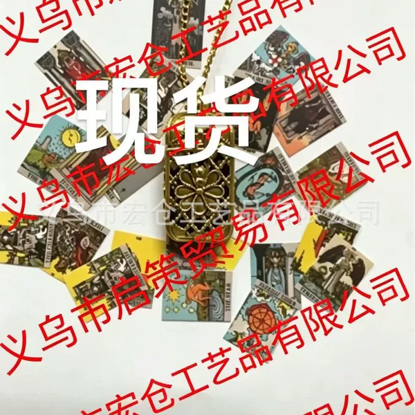 Cross-Border Hot-Selling Item Tiny Tarot Deck Necklace Small Tarot Card Pendant Necklace