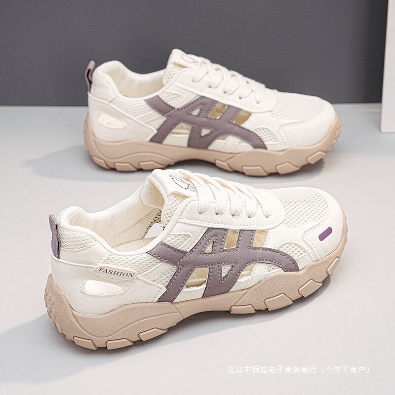 Mesh breathable women's shoes, 2026 summer Korean-style thick-soled casual white sneakers, versatile casual athletic shoes for women