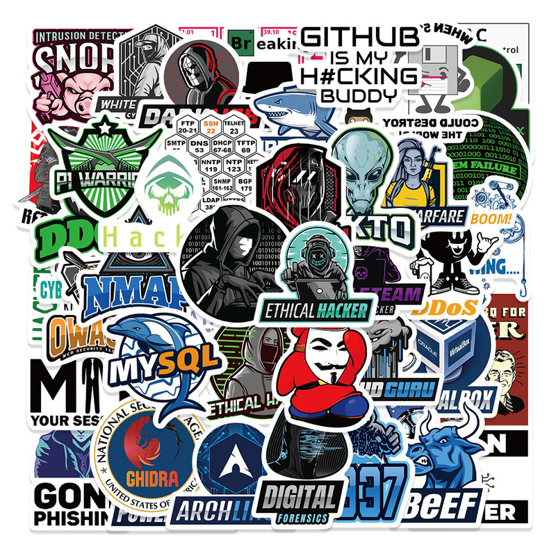 50 pieces cross-border hacker hacker graffiti stickers waterproof luggage notebook scooter water cup stickers wholesale