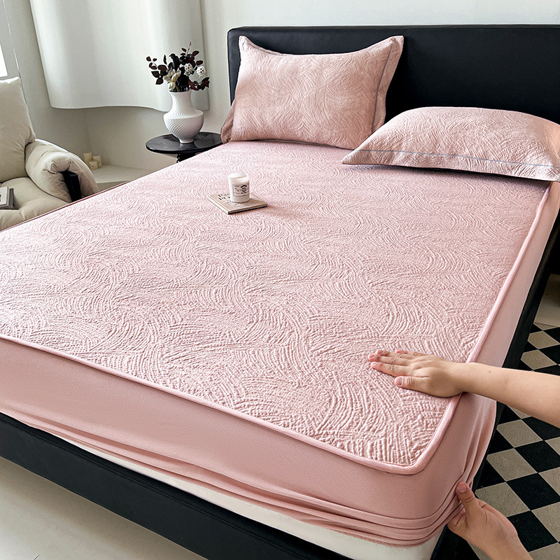 Un juego de tres piezas para colchonetas de seda helada de clase A, nueva funda de cama fresca de verano, funda de cama todo incluido, funda protectora de colchón